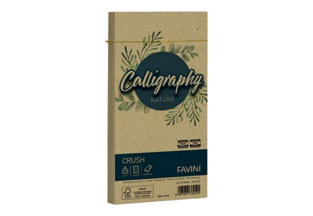 Immagine di Busta Calligraphy Nature Crush - 110 x 220 mm - 120 gr - verde oliva - Favini - conf. 25 pezzi
