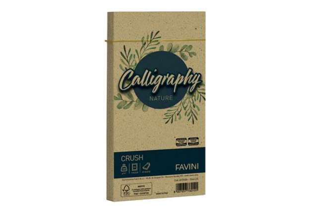 Immagine di Busta Calligraphy Nature Crush - 110 x 220 mm - 120 gr - verde oliva - Favini - conf. 25 pezzi