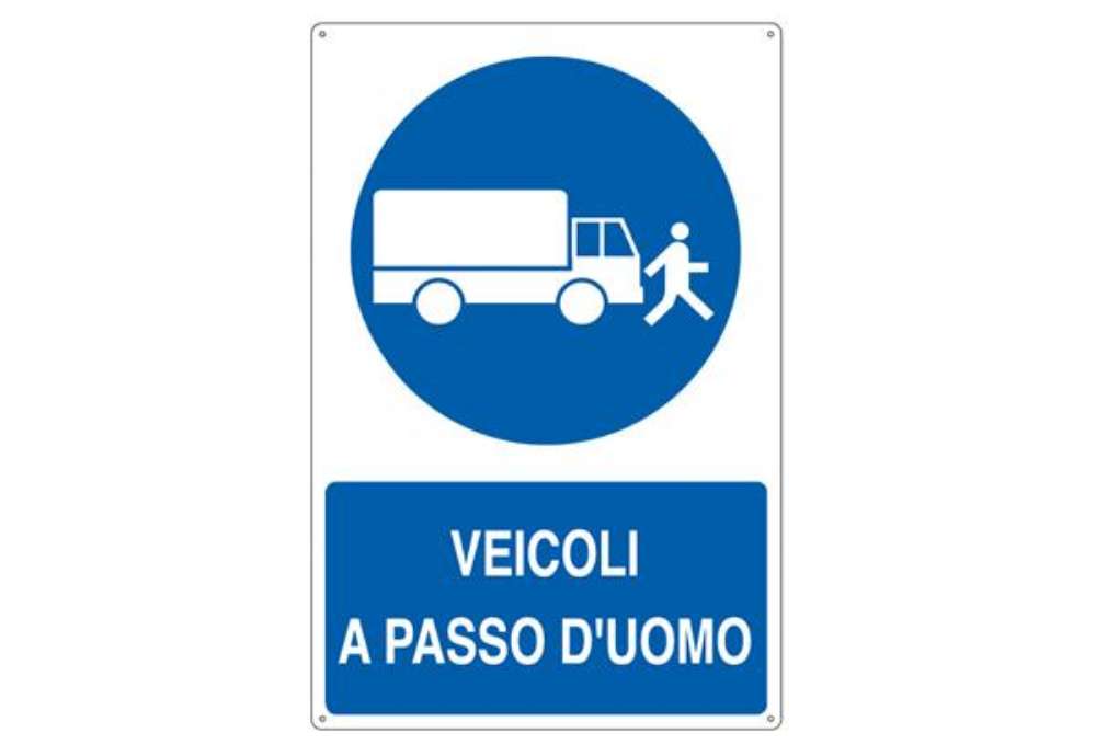 Immagine di Cartello segnalatore - 50x70 cm - VEICOLI A PASSO D'UOMO - alluminio - Cartelli Segnalatori