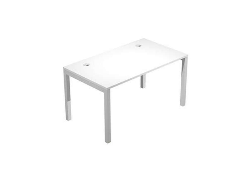 Immagine di Scrivania singola Agorà - 140 x 80 x 74,6 cm - Bianco/grigio alluminio