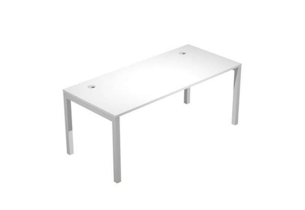 Immagine di Scrivania singola Agorà - 180 x 80 x 74,6 cm - Bianco/grigio alluminio