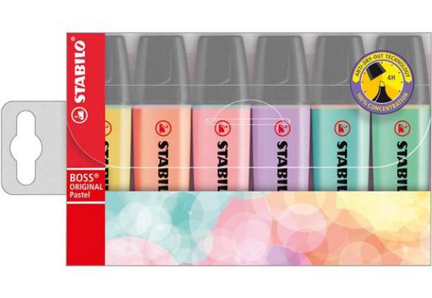 Immagine di Evidenziatore Boss Original Pastel - tratto 2 - 5 mm - colori assortiti - Stabilo - astuccio 6 pezzi