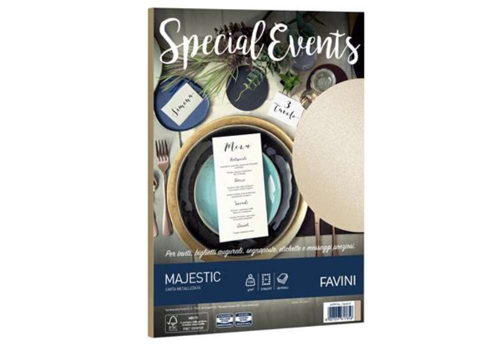 Immagine di Carta metallizzata Special Events - A4 - 120 gr - sabbia - Favini - conf. 20 fogli