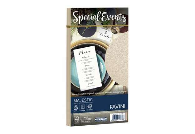 Immagine di Busta Special Events metal - sabbia - 110 x 220mm - 120gr - Favini - conf. 10 buste