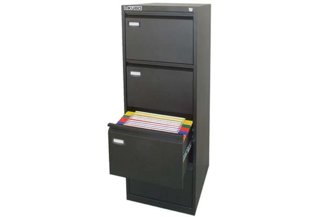 Immagine di Classificatore Kubo - per cartelle sospese - 4 cassetti - 46 x 62 x 132 cm - nero - Bertesi