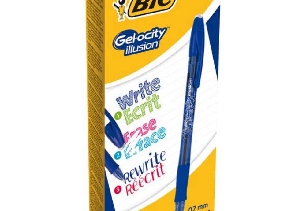 Immagine di Penna sfera Gelocity Illusion - gel cancellabile - punta 0,7 mm - blu - Bic - conf. 12 pezzi