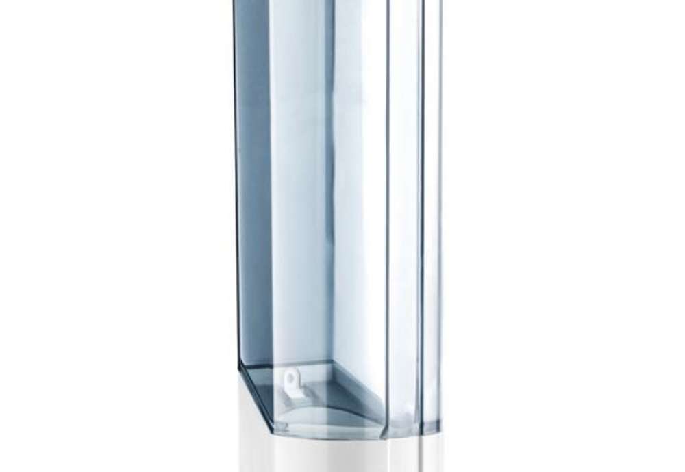 Immagine di Dispenser per bicchieri in plastica -10x10x31,5 cm - bianco/azzurro trasparente - Mar Plast