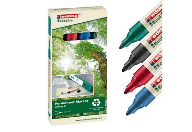 Immagine di Marcatore permanente 21 Ecoline - punta conica - da 1,5 a 3 mm - colori assortiti - Edding - conf. 4