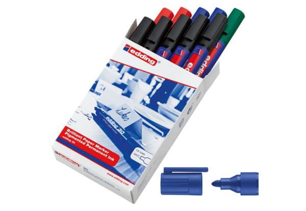 Immagine di Marcatore permanente 30 - punta tonda - da 1,5 a 3 mm - colori assortiti - Edding - conf. 10 pezzi