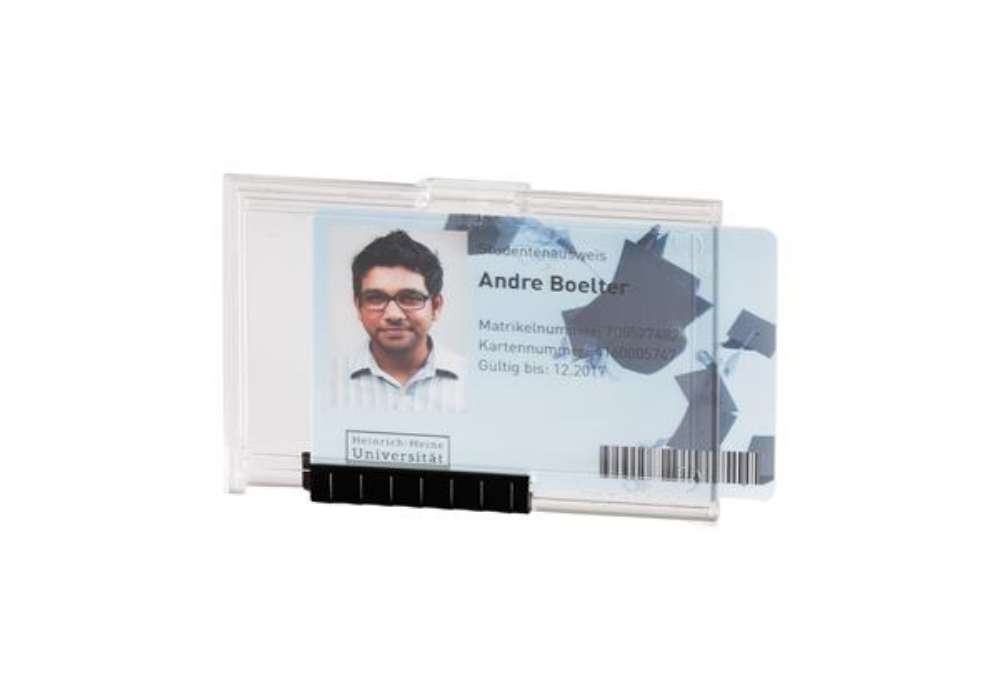 Immagine di Portabadge PushBox Mono - 1 tessera inseribile - 5,4 x 8,7 cm - Durable - conf. 10 pezzi