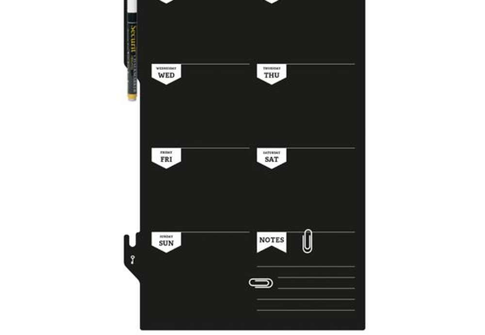 Immagine di Lavagna da parete Weekplanner - 30 x 45 cm - nero - Securit