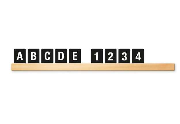 Immagine di Kit Letter Shelf - mensola porta messaggi Teak + 169 tessere (lettere e numeri) - Securit