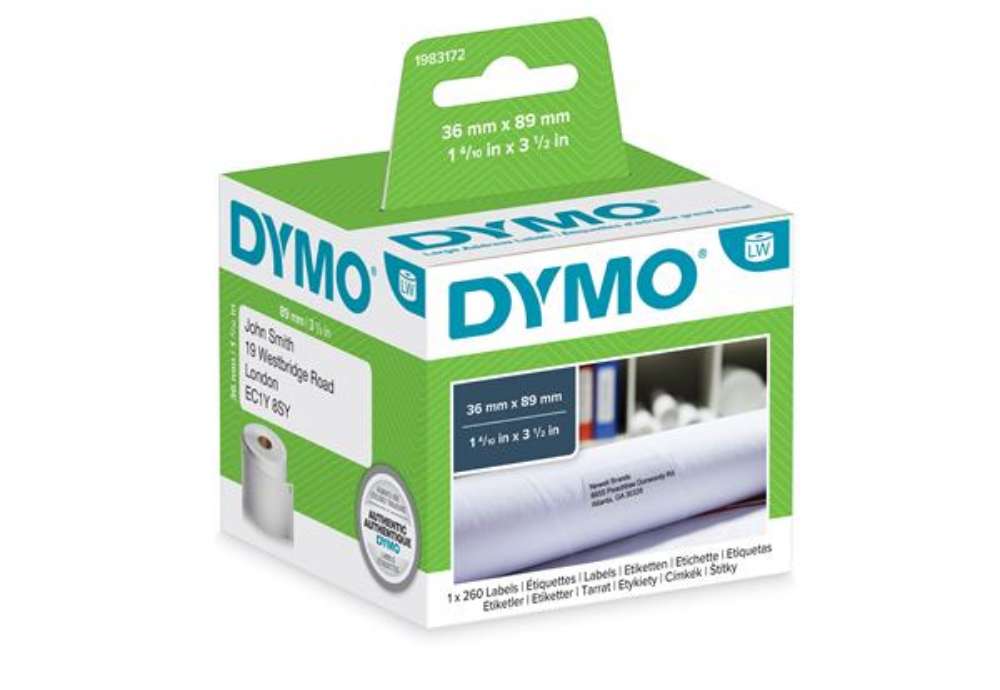 Immagine di Rotolo 260 etichette LW 1983172 - 36 x 89 mm - carta - indirizzi estesi - bianco - Dymo