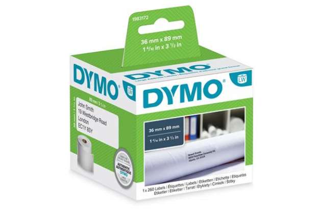 Immagine di Rotolo 260 etichette LW 1983172 - 36x89 mm - carta - indirizzi estesi - bianco - Dymo