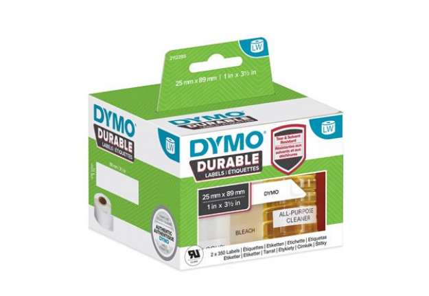 Immagine di Rotolo 350 etichette LW Durable Industrial - 1933081 - 25 x 89 mm - carta - bianco - Dymo - conf. 2