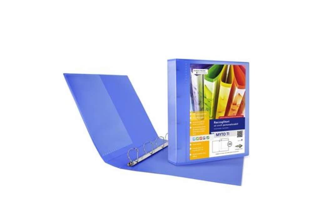 Immagine di Raccoglitore personalizzabile Myto TI - 22 x 30 cm - 4 anelli a D 17 mm - dorso 2,5 cm - blu - Sei R
