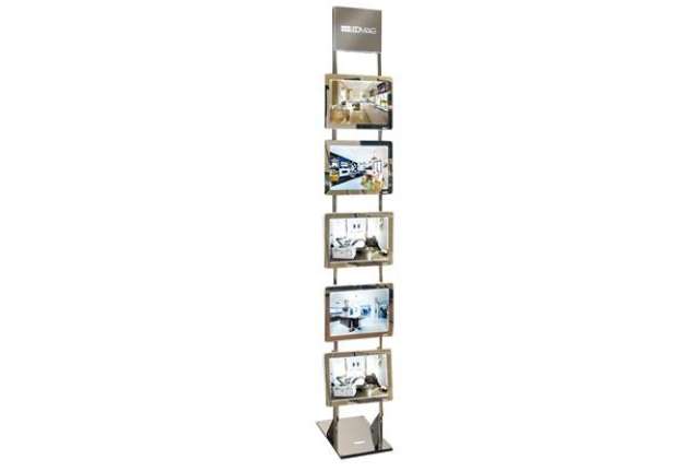 Immagine di Espositore da pavimento Freestanding LEDMAG - 5 cornici magnetiche A4 retroilluminate a LED - altezz