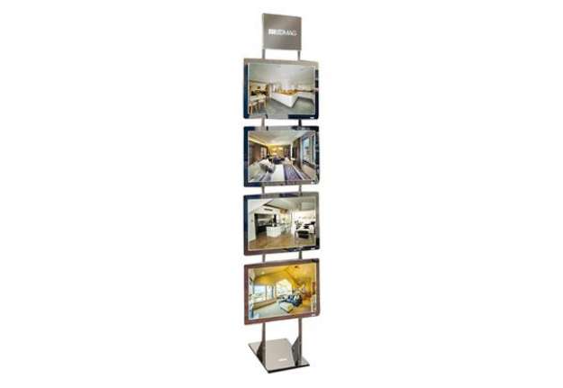 Immagine di Espositore da pavimento Freestanding LEDMAG - 4 cornici magnetiche A3 retroilluminate a LED - altezz