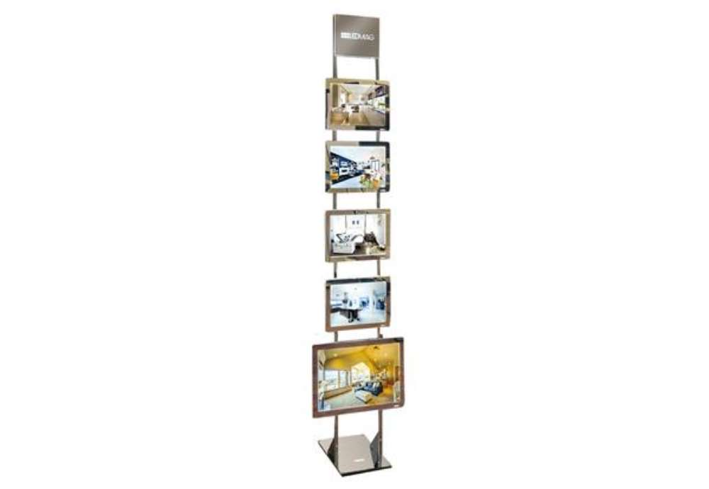 Immagine di Espositore da pavimento Freestanding LEDMAG - 1 cornice A3 + 4 cornici A4 (magnetiche, retroillumina