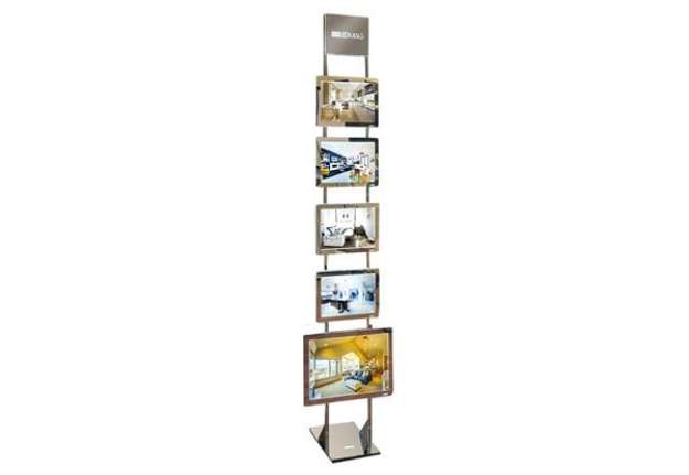 Immagine di Espositore da pavimento Freestanding LEDMAG - 1 cornice A3 + 4 cornici A4 (magnetiche, retroillumina