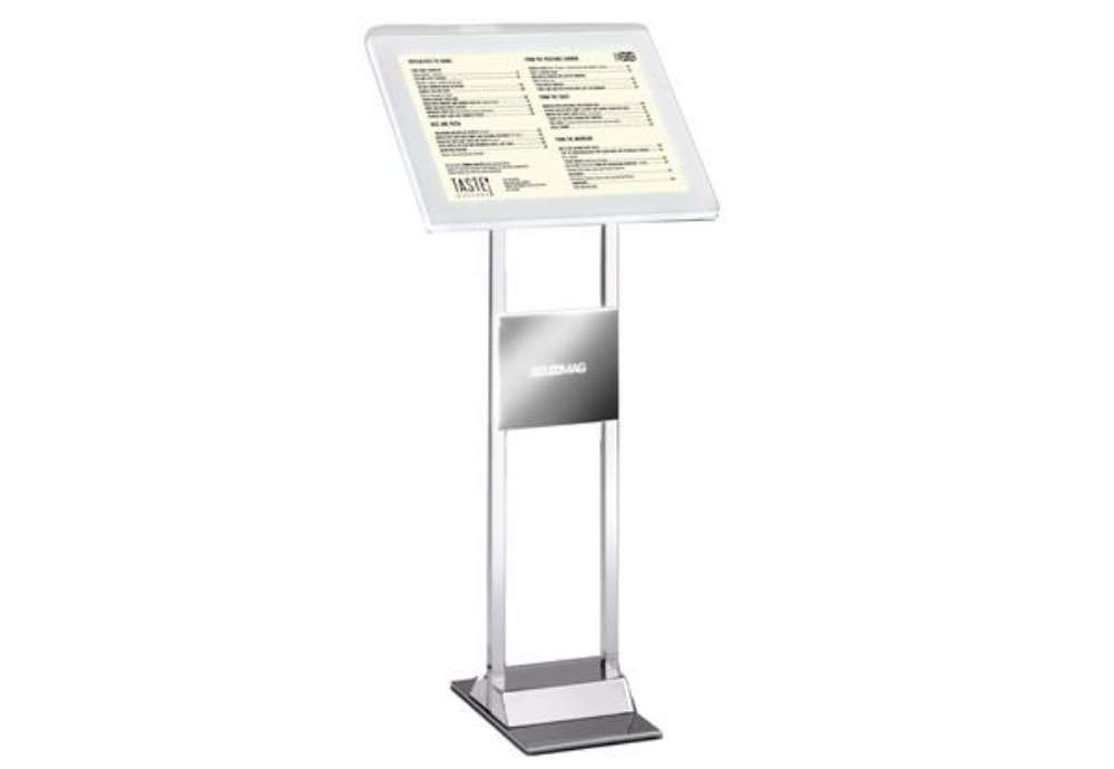 Immagine di Leggio da pavimento Menu Board LEDMAG - cornice A4 retroilluminata a LED - altezza 110 cm - Tecnosty