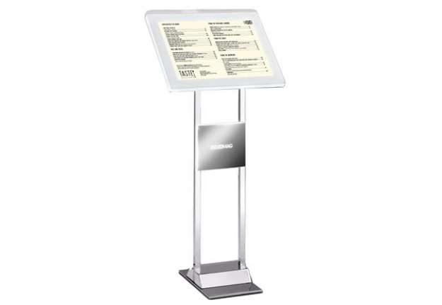 Immagine di Leggio da pavimento Menu Board LEDMAG - cornice A4 retroilluminata a LED - altezza 110 cm - Tecnosty