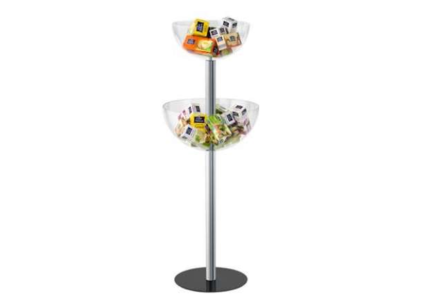 Immagine di Espositore da terra con 2 semisfere contenitori - Ø 50 cm / Ø 40 cm - altezza 116 cm - Tecnostyl