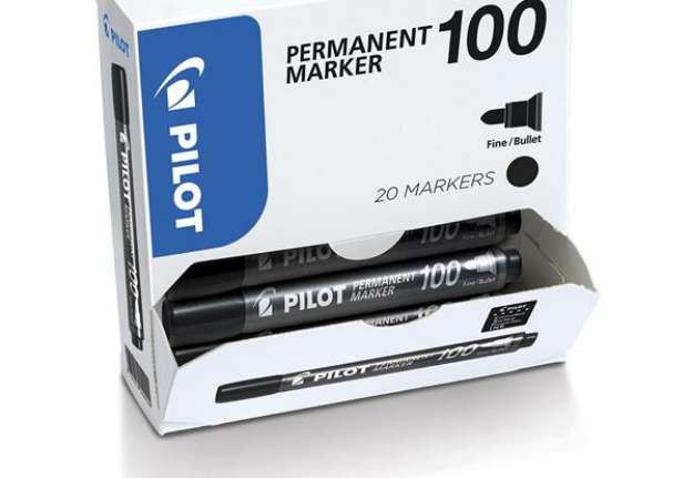 Immagine di Marcatore Permanente Markers 100 - punta tonda 4,5 mm - nero - Pilot - conf. 15 + 5 pezzi