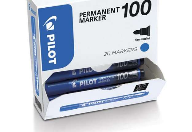 Immagine di Marcatore Permanente Markers 100 - punta tonda 4,5 mm - blu - Pilot - conf. 15 + 5 pezzi