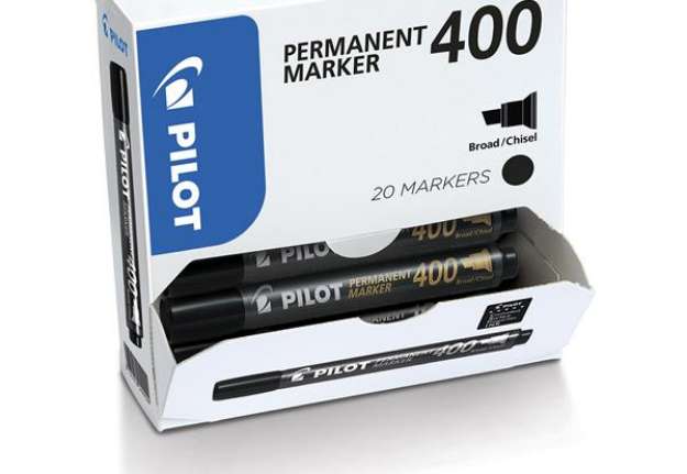 Immagine di Marcatore Permanente Markers 400 - punta scalpello 4,5 mm - nero - Pilot - conf. 15 + 5 pezzi gratis