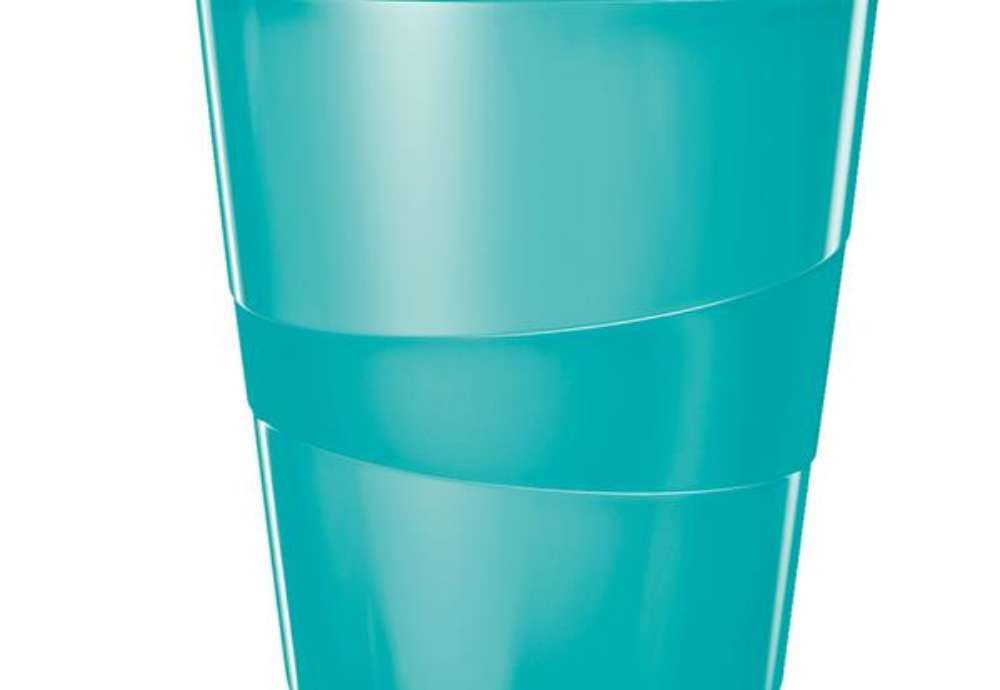 Immagine di Cestino gettacarte WOW - altezza 32,4 cm - diametro 29 cm - 15 L - acqua marina - Leitz