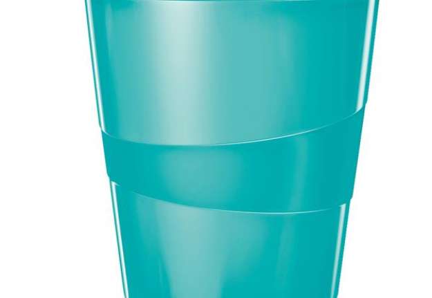 Immagine di Cestino gettacarte WOW - altezza 32,4 cm - diametro 29 cm -15 L - acqua marina - Leitz
