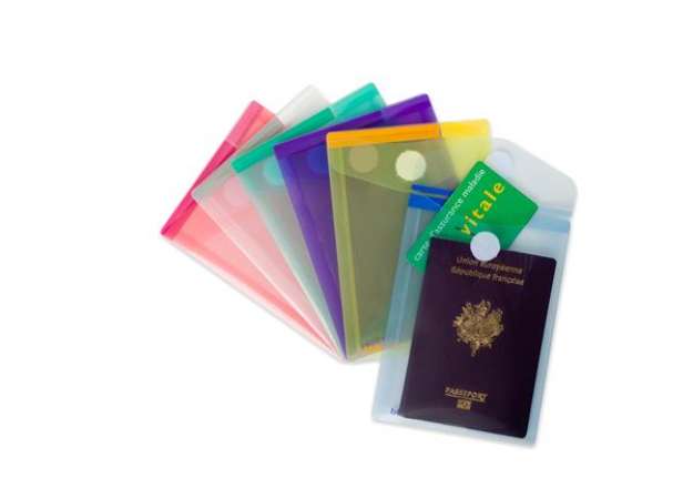 Immagine di Buste con velcro - formato verticale - 11,4 x 15,8 cm - PP - colori assortiti - Djois - conf. 6 pezz