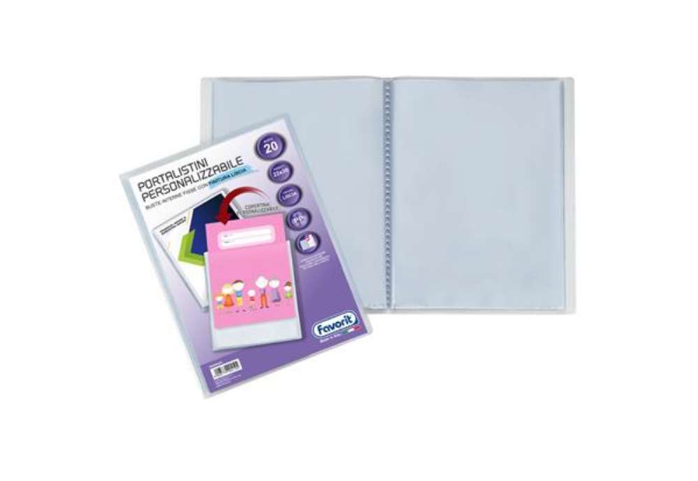 Immagine di Portalistini personalizzabile Premium - liscio - 22x30 cm - 20 buste - trasparente - Favorit