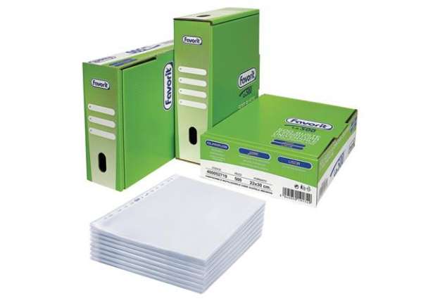 Immagine di Buste forate La 500 - Linear - liscio - 22x30 cm - trasparente - Favorit - conf. 500 pezzi