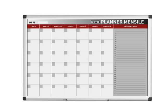Immagine di Planner magnetico mensile - 90 x 60 cm - silver - Bi-Office