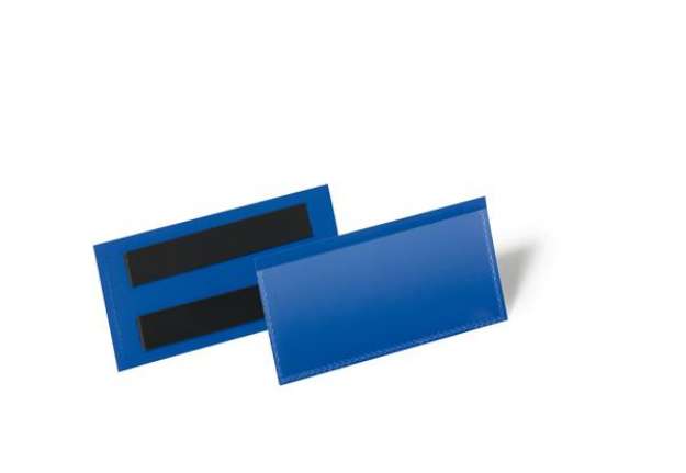 Immagine di Buste identificative magnetiche - 100 x 38 mm - blu - Durable - conf. 50 pezzi