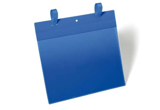 Immagine di Buste identificative - con fascette di aggancio - A4 orizzontale - blu - Durable - conf. 50 pezzi