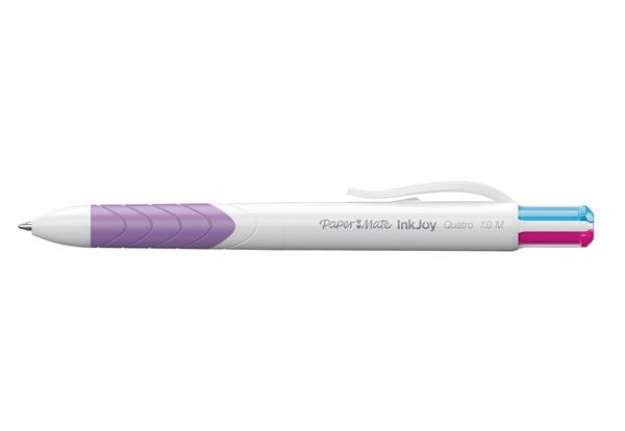 Immagine di Penna a sfera a scatto multifunzione Inkjoy Quatro Fun - rosa, verde chiaro, viola, turchese - punta