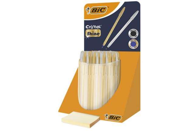 Immagine di Penna Cristal Shine - fusto oro/argento - Bic - expo 40 pezzi