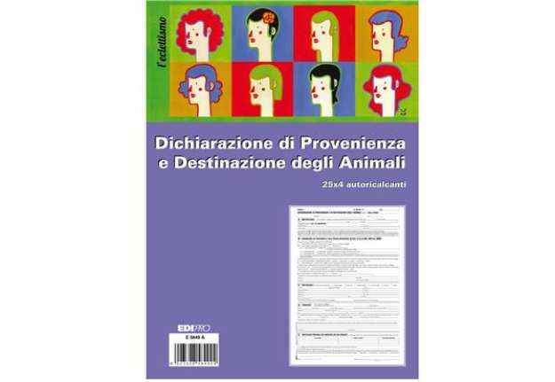 Immagine di Blocco dichiarazione provenienza destinazione animali E5849A - 25 x 4cm - copie autoricaricanti - 30