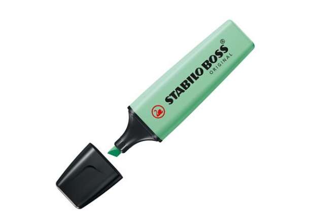 Immagine di Evidenziatore Boss Original Pastel - punta a scalpello - tratto 2 - 5 mm - verde menta 116 - Stabilo