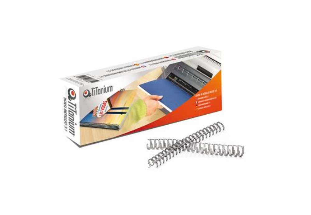 Immagine di Dorsi spirale - metallo - 34 anelli passo 3:1 - 6 mm - bianco - Titanium - scatola 50 pezzi