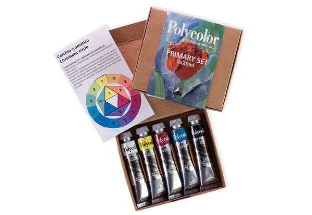 Immagine di Colori vinilici Polycolor Primary Set - 20 ml - colori primari (nero, bianco inclusi) - Maimeri - se