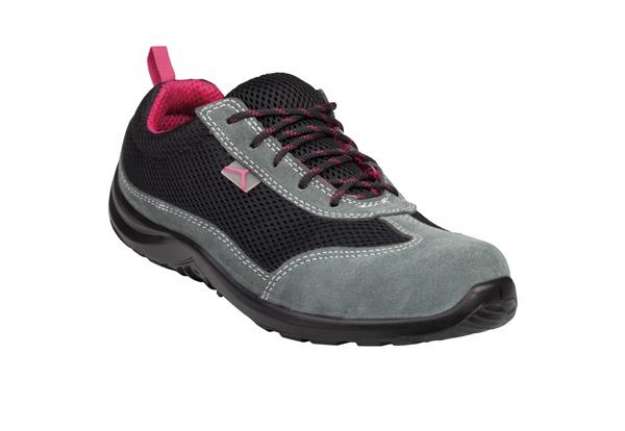 Immagine di Calzatura di sicurezza Como S1P SRC - pelle scamosciata/poliestere mesh - numero 35 - nero/fucsia -