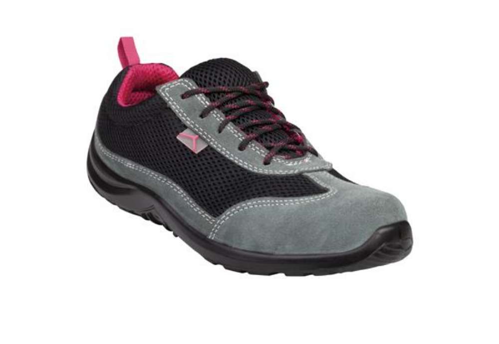Immagine di Calzatura di sicurezza Como S1P SRC - pelle scamosciata/poliestere mesh - numero 40 - nero/fucsia -