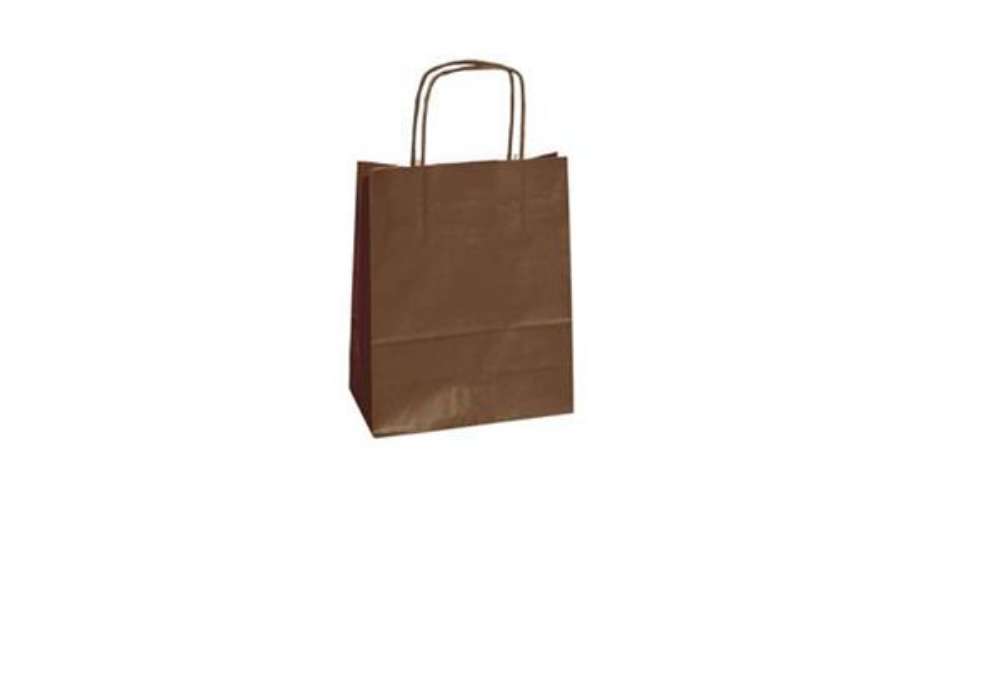 Immagine di Shopper Twisted - maniglie cordino - 18  x 8 x 24 cm - carta kraft - marrone - Mainetti Bags - conf.
