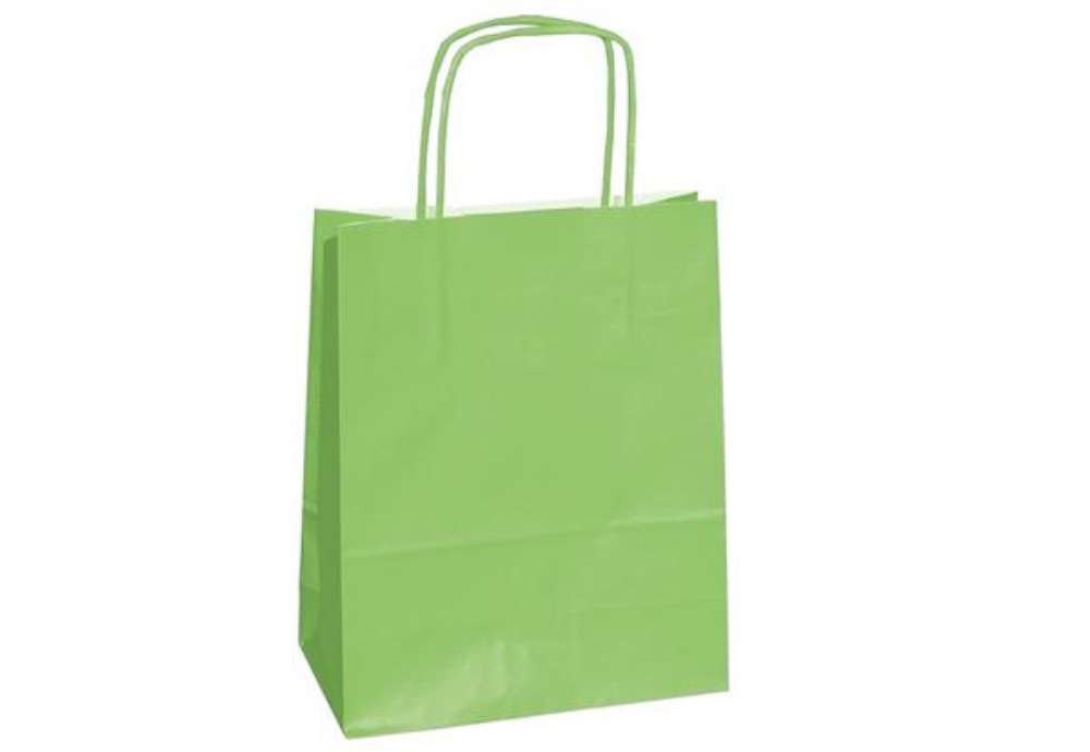 Immagine di Shopper Twisted - maniglie cordino - 14 x 9 x 21 cm - carta kraft - verde mela - Mainetti Bags - con