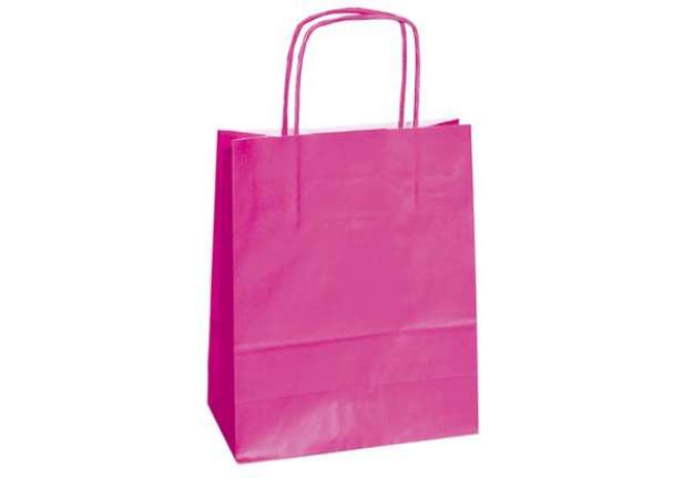 Immagine di Shopper Twisted - maniglie cordino - 14 x 9 x 20 cm - carta kraft - magenta - Mainetti Bags - conf.