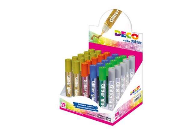 Immagine di Colla glitter - 10,5 ml - colori assortiti metal - Deco - display 30 pezzi